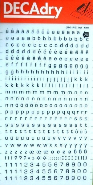 LETRAS DECADRY 025 4 MM NEGRO BLISTER 100X190 MM