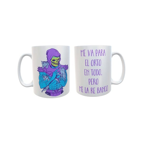 Taza Skeletor Gatos Me Va Para El Orto Cerámica He-man Frase - Imagen 4