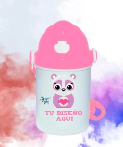 Botella Plástica para Niño Tapa Rosada 400ml | Personalizada a tu gusto