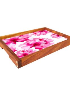 Charola de Servicio – Flores Fucsia