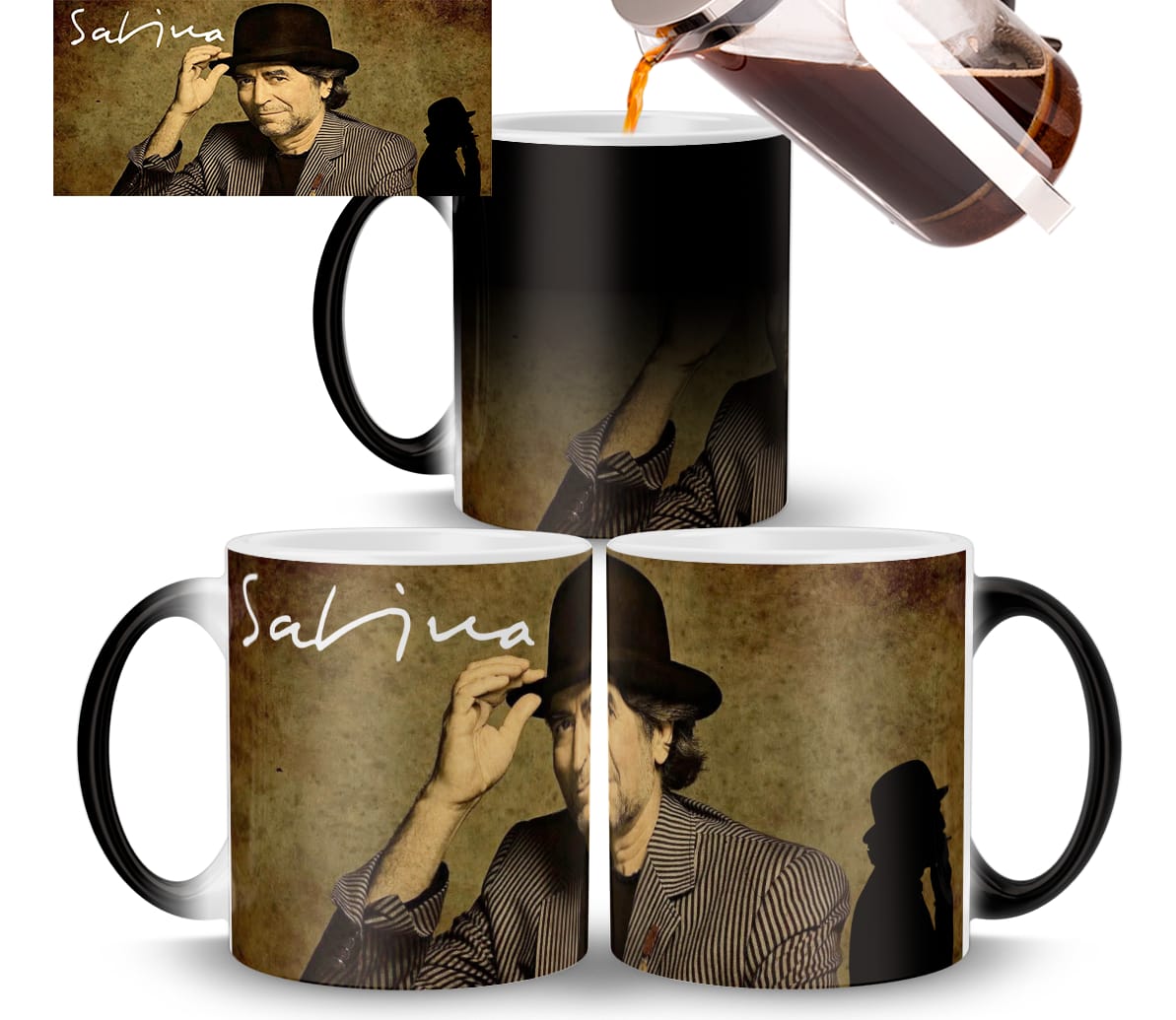 Taza Mágica Joaquín Sabina Cantautor Música Logo Sombrero - Imagen 3