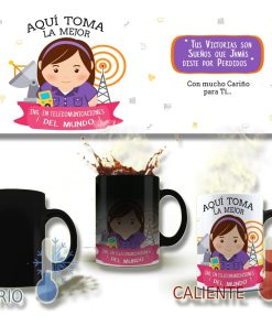 Taza Magica Aqui Toma El La Mejor Profesiones Regalo Familia INGENIERA TELECOMUNICACIONES